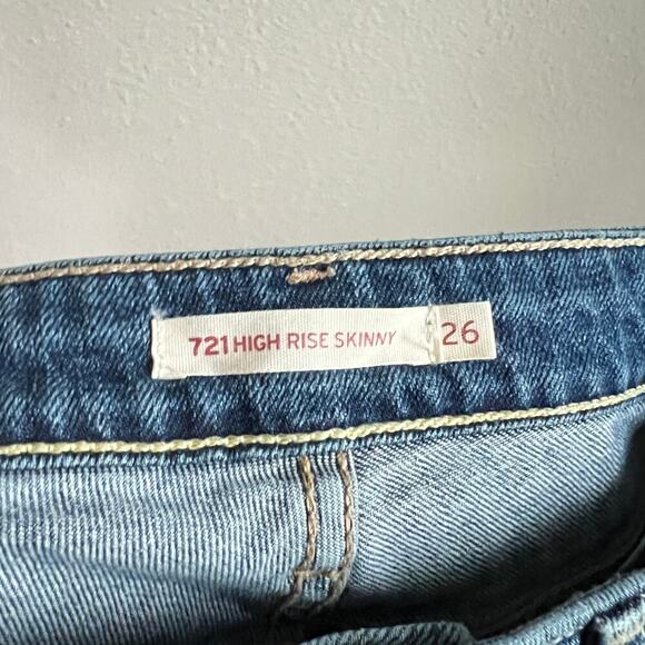Levi's 721 High Rise Skinny Jeans Women's 26 Medium Wash Stretch Normcore - Picture 5 of 7